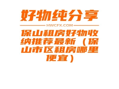 保山租房好物收纳推荐最新（保山市区租房哪里便宜）