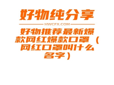 好物推荐最新爆款网红爆款口罩（网红口罩叫什么名字）